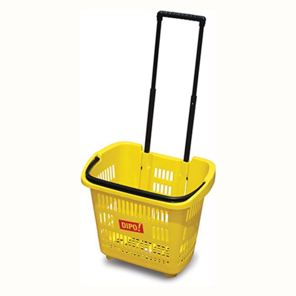 Supermarket Shopping Trolley Basket Three Wheels Plastic Hand Pull