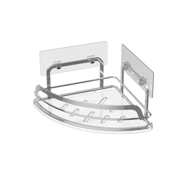 Acero inoxidável montado na parede chuveiro Caddy Rack de arame de ferro não dobrável com vaso de sucção