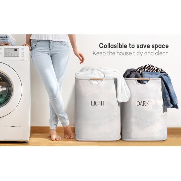 Laundry Baskets with Easy Carry Handles, Hamper, Folding Washing Bins, Family Laundry Room Bathroom
