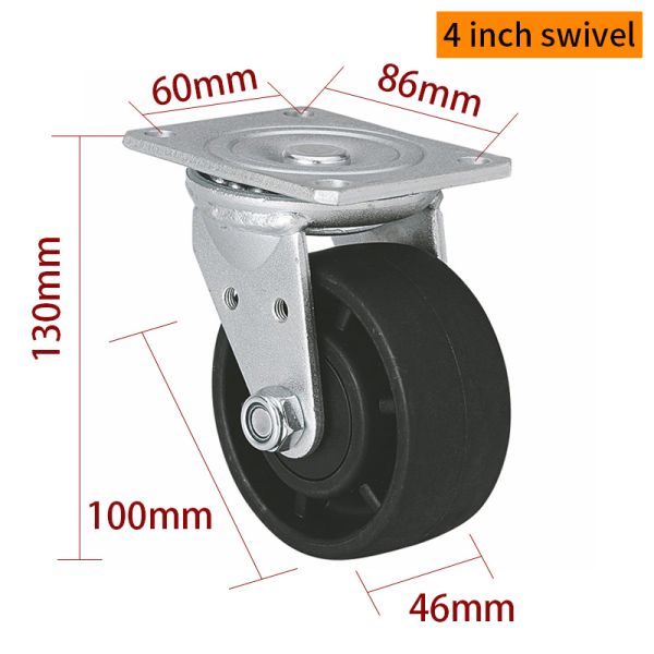 EDL 4Inch Plate Equipment  PA Casters M724P-16 By Rigid Swivel Load 800kg