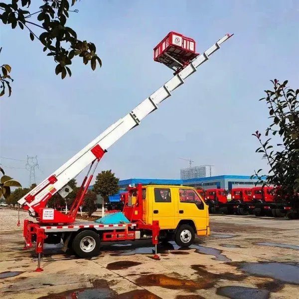 China Manufacturer Hydraulic Telescopic Boom Lift Ladders Elevator Truck 32m 36m 45m 65m Aerial Bucket Ladder Lift Truck Construction Lifter Truck