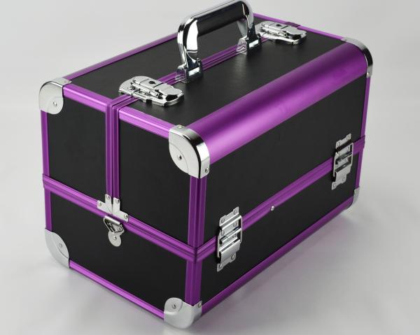 Protable anodiza o tamanho de alumínio roxo 300 * 220 * 245mm do caso cosmético da vaidade