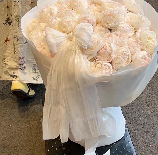 French Pearl Snow Satin Fabric Flower Bouquet DIY Bow Decoration Floral Materials