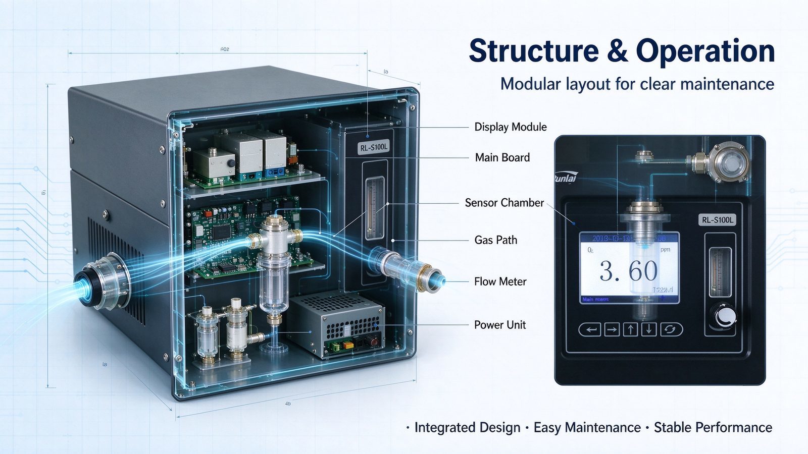 Portable Trace Oxygen O2 Gas Analyzer Customizable Detector For Industrial Gas Analysis
