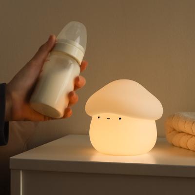 Mushroom Night Light For Kids Squishy Silicone Night Light 7 Soft ColorsTap Control Rechargeable Sleep Timer Beside Lamp