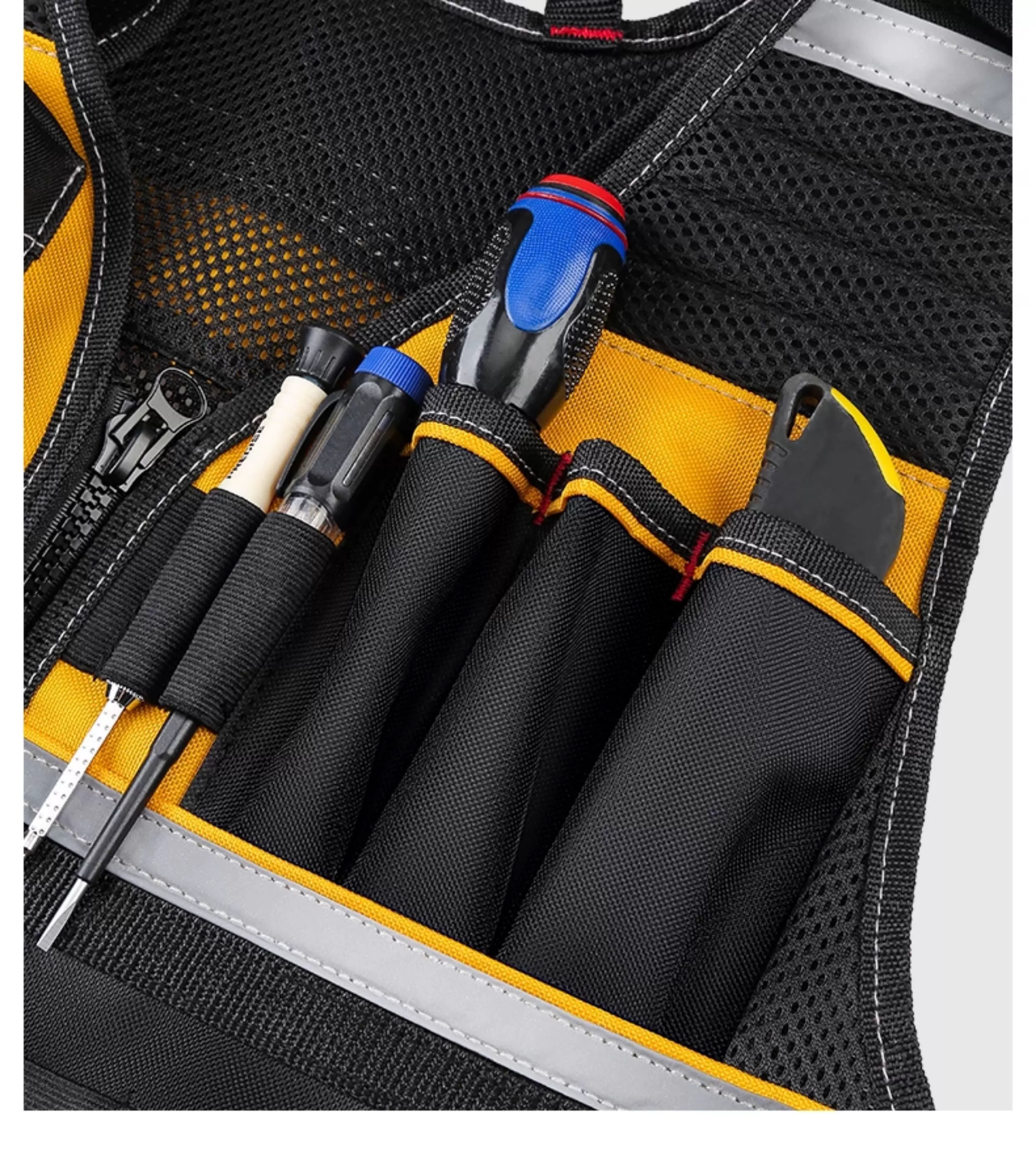 Reflective Work Vest Multifunctional Construction Vest Mesh Breathable Construction Safety Armor Tool Vest