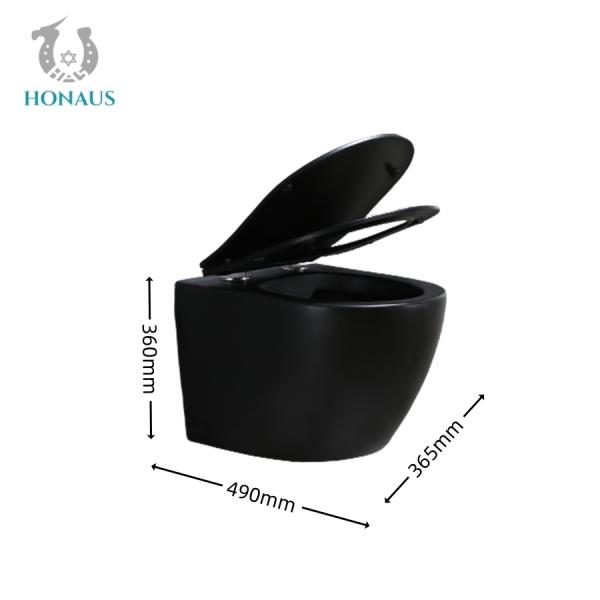 Luxury Matt Black Ceramic Wall Hung Toilet Bowl Tankless Water Closet OEM