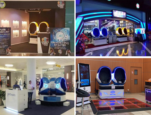 Interactive Motion Cinema 9D Virtual Reality Simulator VR Egg Chair 2 Player With Sweep Leg Jet Special Effect