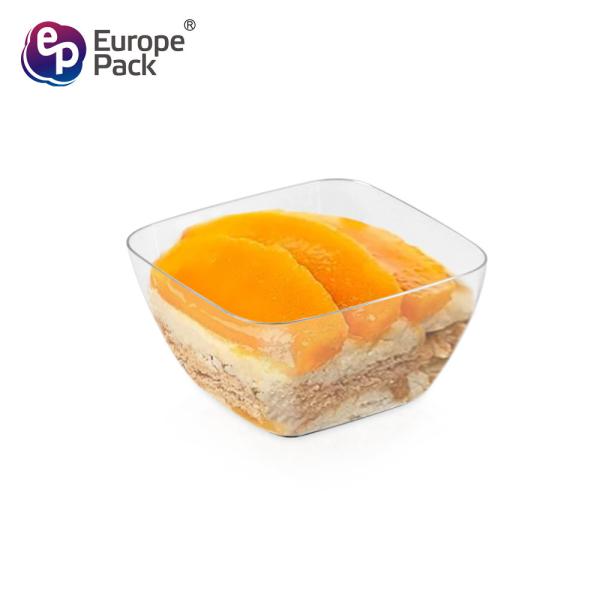 Wholesale Square Plastic Dessert Pudding Cup Disposable Clear Plastic Mini Dessert Cups