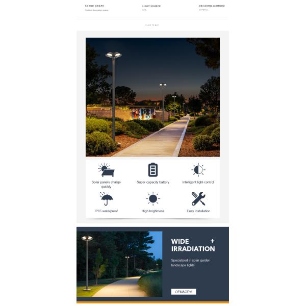 OEM ODM Fast Charging Outdoor Garden Solar Light For Street Landscape Multipurpose