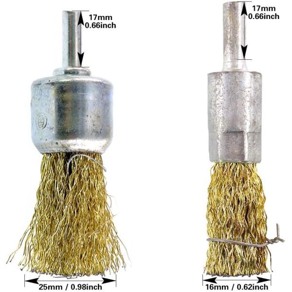 14 onzas de arena gruesa del alambre de la rueda de cepillo del sistema 7pcs del cepillo de cobre amarillo de la taza