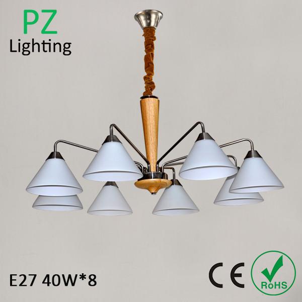 2014 newest wooden pendant lamp glass shade chrome lighting CE/ROHS made in China