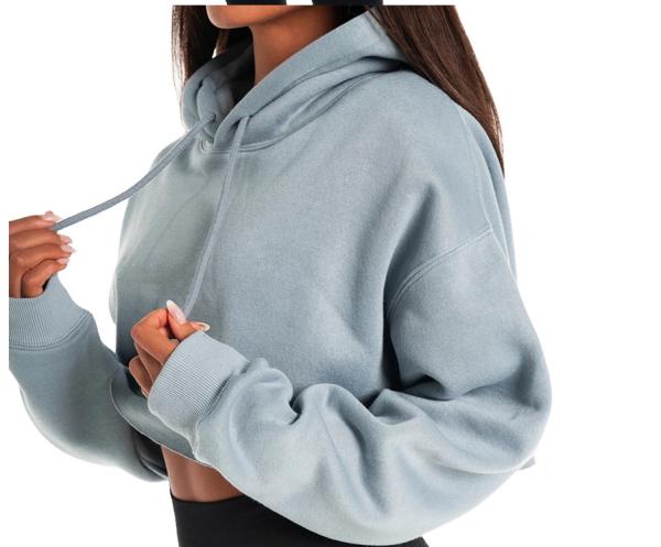 Fashion Cotton Sports Team Hoodies Printed Long Raglan Sleeve Oversized Cropped Top