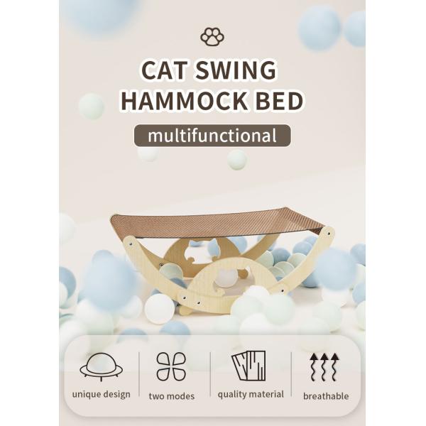 Pet Bed Wooden Frame Cat Hanging Bed Swing Cat Bed Hammock with Mechanical Wash Style