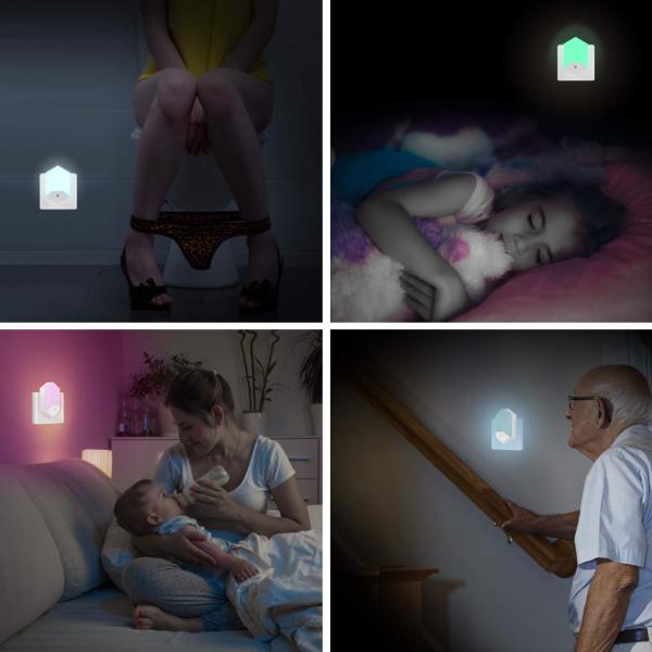 RGB color changeable Plug-in Night Light with Remote Dimmable LED Nightlights for Kids room bedroom
