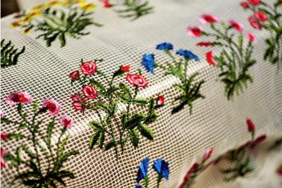 Multi tela líquida bordada colorida floral do laço, pano de malha nupcial antigo do laço
