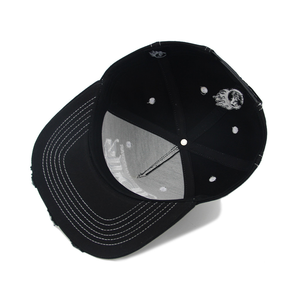 Flat Brim Baseball Caps Distressed Vintage Custom Embroidery Logo Cotton Twill Adjustable 5 Panel