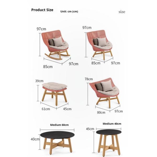 Contemporary PE Rattan Chairs Teak Wood Table Chair Set Outdoor Customized Furniture