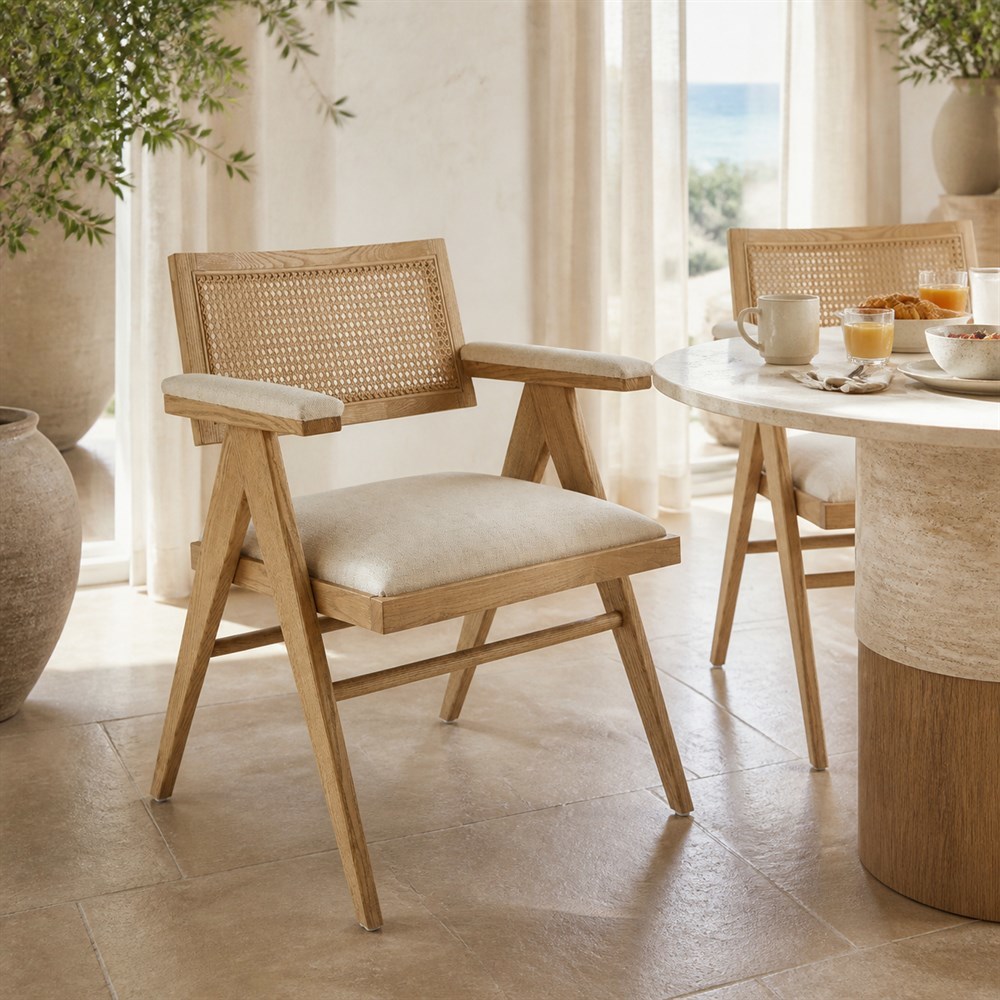 Natural Wood Cane Back Dining Armchair CYC-030-NTL