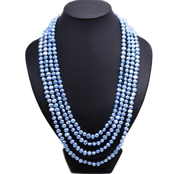 Purple 7-8mm Freshwater Cultured Baroque Shape Pearls Necklace 100 Inches(FN08281BLUE)