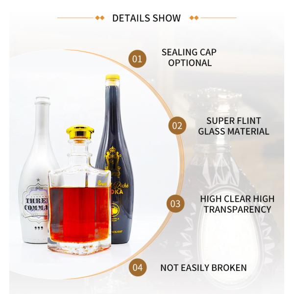 Custom Design Clear Glass Bottle for Olive Oil 750ml 500ml Vodka Liquor Gin Recyclable