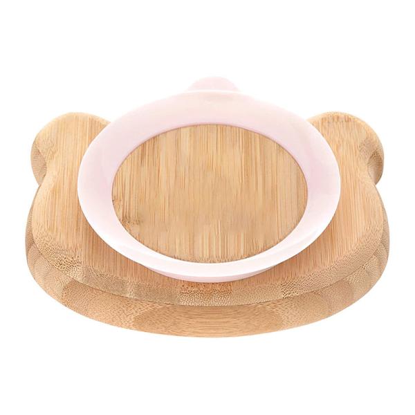 1L вместимость натуральный органический медвежьей формы бамбуковый детский тарелка с всасыванием устойчивый