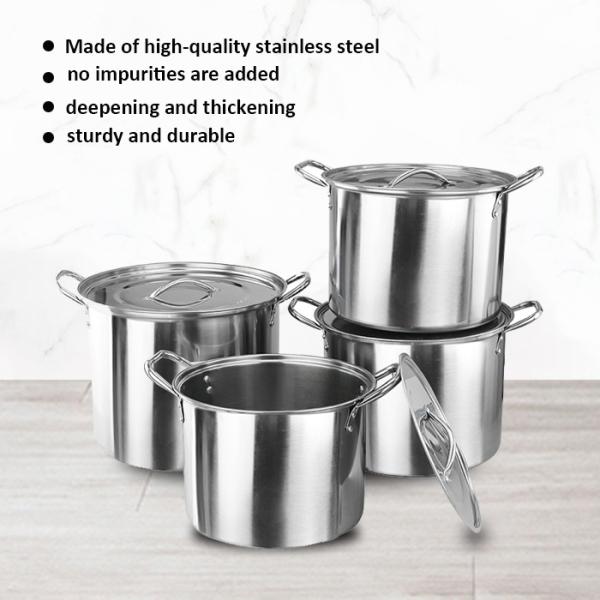 Бак супа серебряного Stockpot нержавеющей стали толстого большой сверхмощный с крышкой