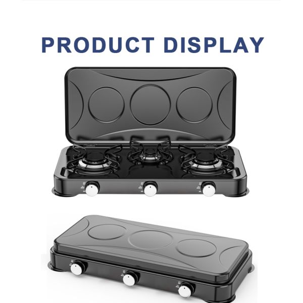 Portable Three Burner Gas Stove Offering Versatile Cooking Solutions with Adjustable Flame and Robust Construction