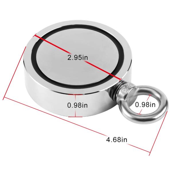 NiCuNi revêtu D75mm 880lbs Double côté de la pêche Magnet Bundle pour la chasse au lac de rivière