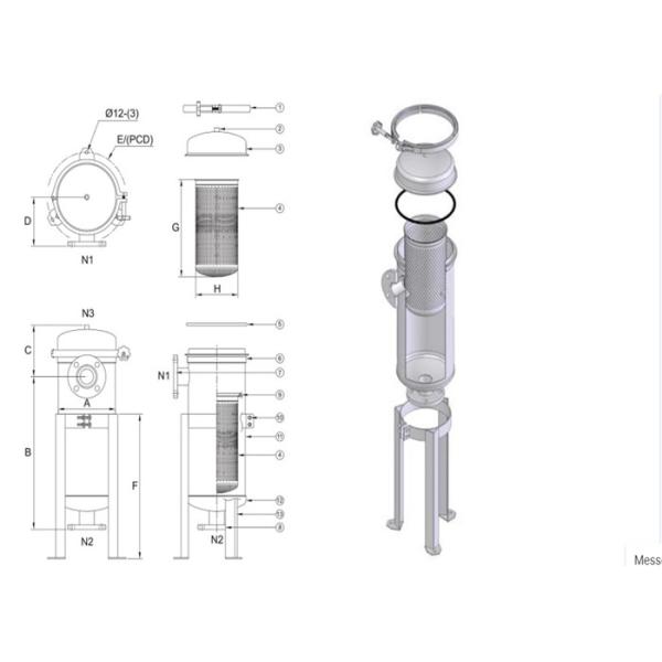 304/316 Stainless Steel Bag Filter Housing , Liquid Bag Filter Housings For Liquid