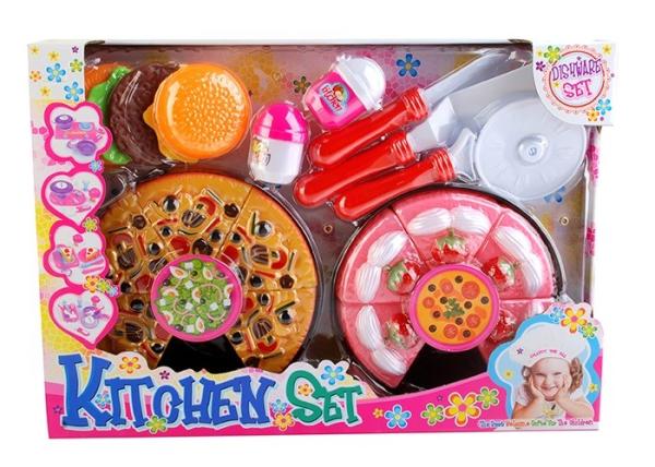 Plastic Childrens Toy Kitchen Sets Mini Pizza Cake Pretend Cooking Toys 21 Pcs
