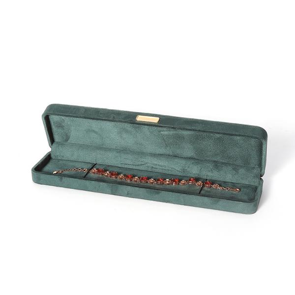 Octagonal army green Velvet Jewelry Box customizable flip Jewellery Box With Golden patch