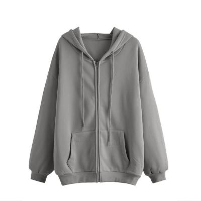                  Over Sized Casual Bulk Hoodies for Women Drawstring Clothes Custom Logo Women′s Zip up Hoodies             