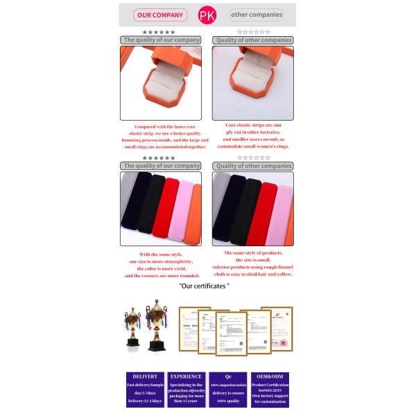 elegant handmade gold Octagonal Velvet Jewelry Box for Necklace Earrings Bracelet Ring