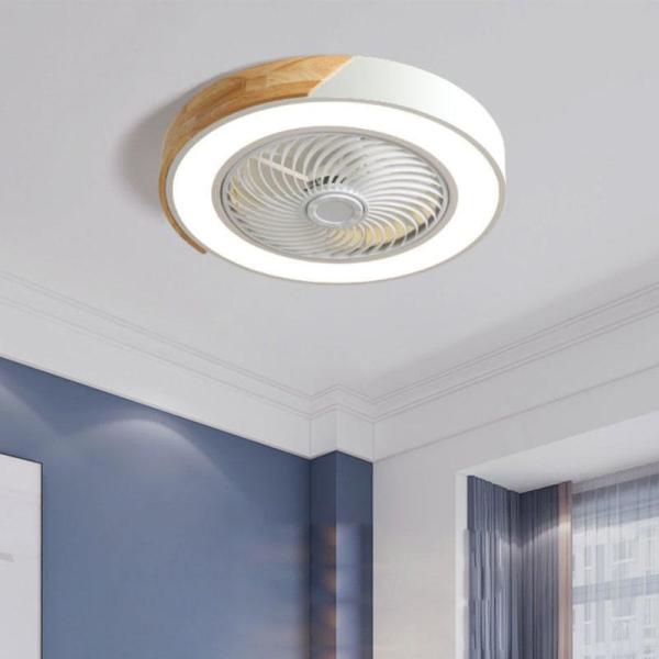 Fábrica de ventilador de techo inteligente ventiladores con luces control remoto decoración del dormitorio lámpara 52cm aire cuchillas invisibles retráctiles silencioso