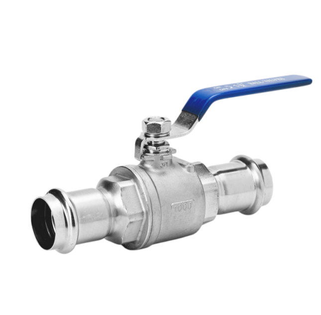 Stainless Steel 304/316 2-Piece Press Fit Ball Valve Full Bore  Manual Lever Handle for Water/Gas/HVAC Systems