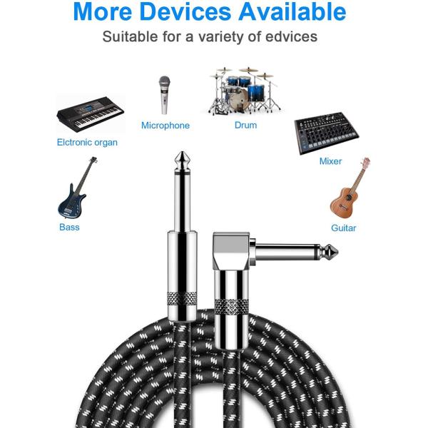 OEM 3M 1/4 pulgadas 6.3mm TS Jack Ángulo derecho Instrumento musical de bajo Amplificador Pedal Guitar Patch Cable