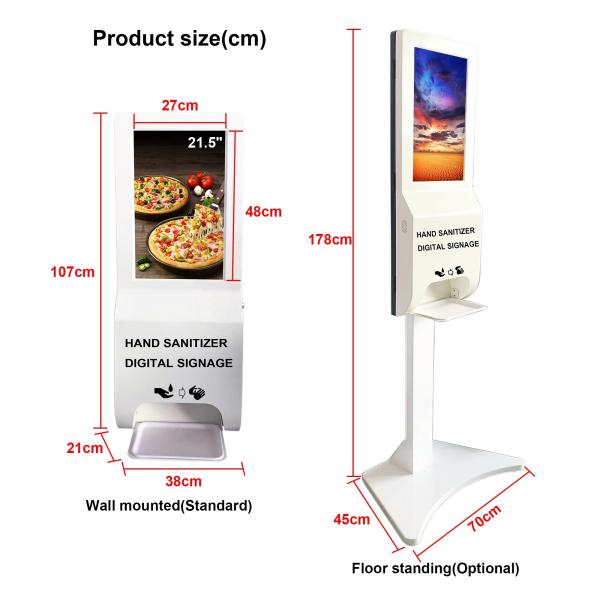 Sanitizer 230W 450cd/m2 21 da mão totem do Signage do Lcd Digital