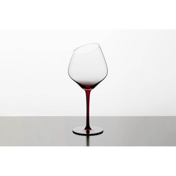 Electroplated Slanted Red Tinted Wine Glasses 19 Ounces Lead Free 550ml Hand Blown