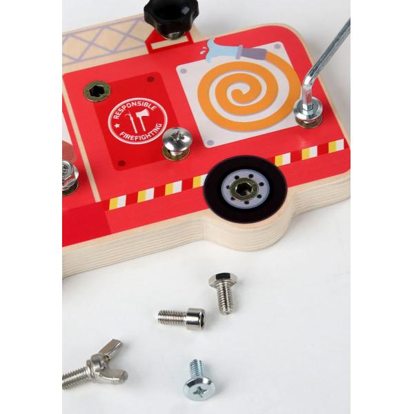 Preschool Wooden Car Busy Board Gear Unlocking Project Fire Truck Kindergarten Puzzle Toy