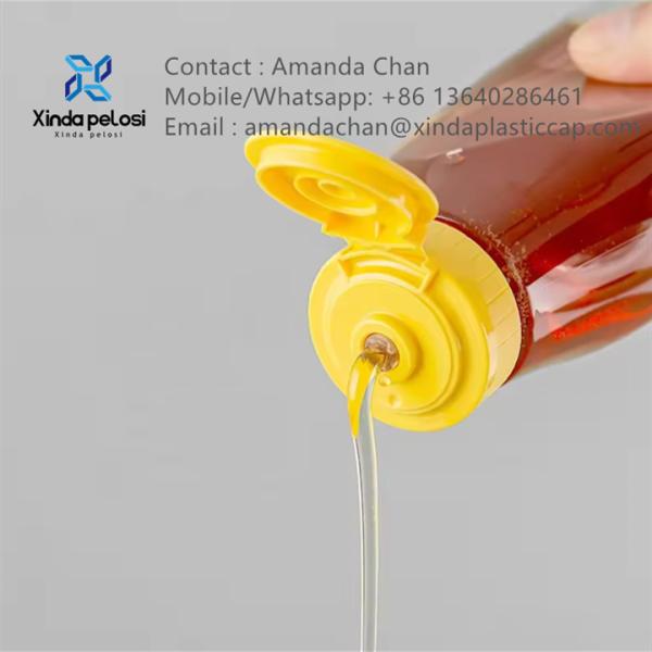 Желтый Новый Дизайн Медовый Капот Пластиковый Капот Бутылки Печать Силиконовый клапан Flip Top Капот В продаже