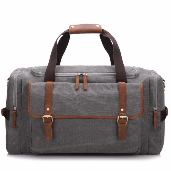 Washable Canvas Travel Duffel Bags Grey / Pink / Sliver Colors W31*D16*H44cm