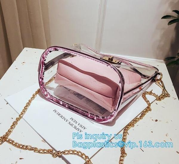 Gift bag clear shopping bag custom PVC plastic shopping bag, shiny pvc handle shopping hand bag clear tote bags ladies h