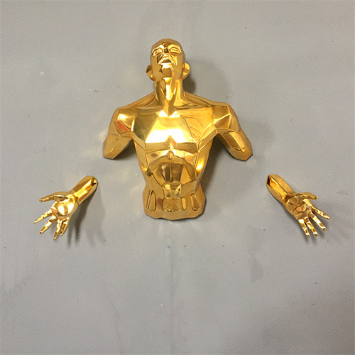 Human Hanging 3D Metal Wall Art Sculpture electroplate Customized