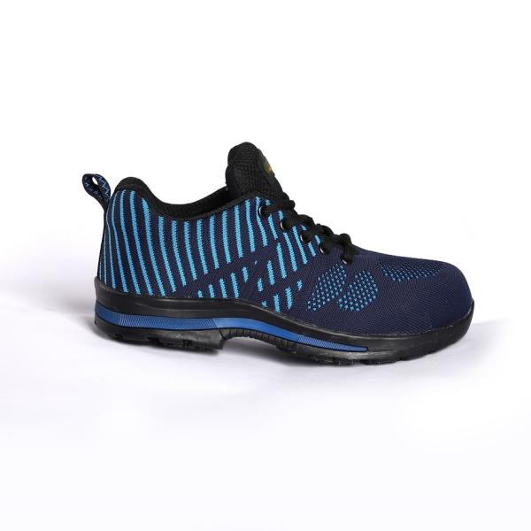 Metal Eyelets Low Cut Slip On Work Boots Fly Knit Fabric Unisex Rubber Sole Work Boots K2