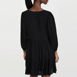                  Ladies Gauze V Neck Dress for Women Puff Sleeve Clothing Manufacturers Rayon Elegant Custom Logo Mini Dress             