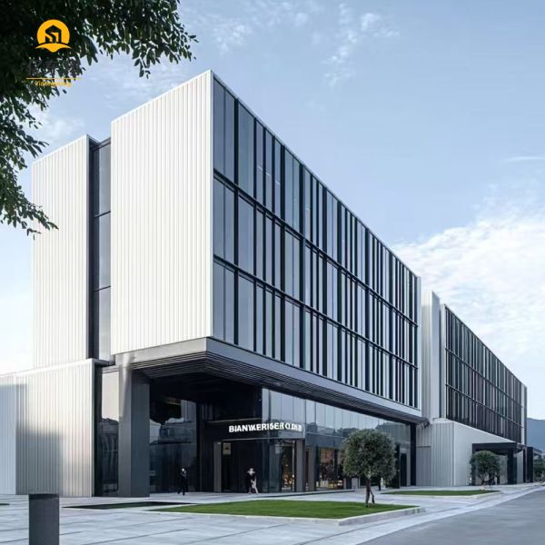 Q355B Multi-Story Steel Frame Building Construction with Thermal Insulation and 10-Year Warranty