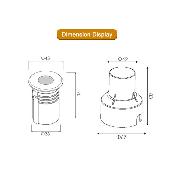 Underground Up Light IP67 3W CREE LED Anti Glare Design DIA45MM Aluminium Housing For Roads