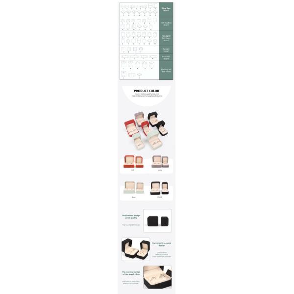 Boîte à bijoux carrée en velours noir, boîte à bijoux personnalisable, emballage