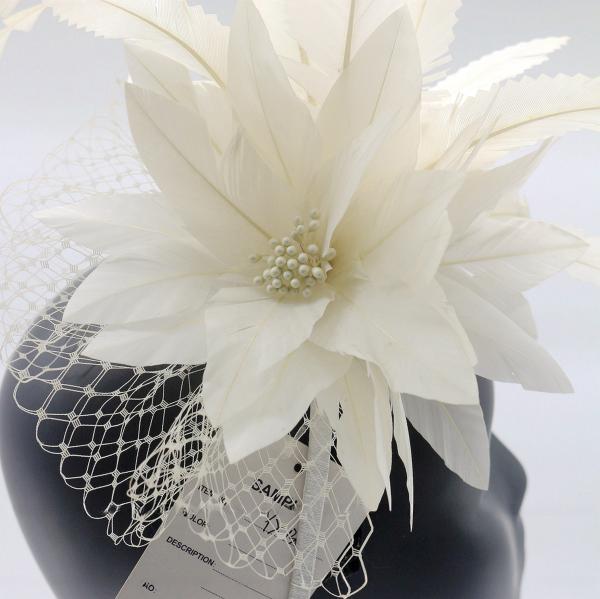 15x30cm Stripped Goose Feather Flower , White Feather Headpiece Millinery Supplies